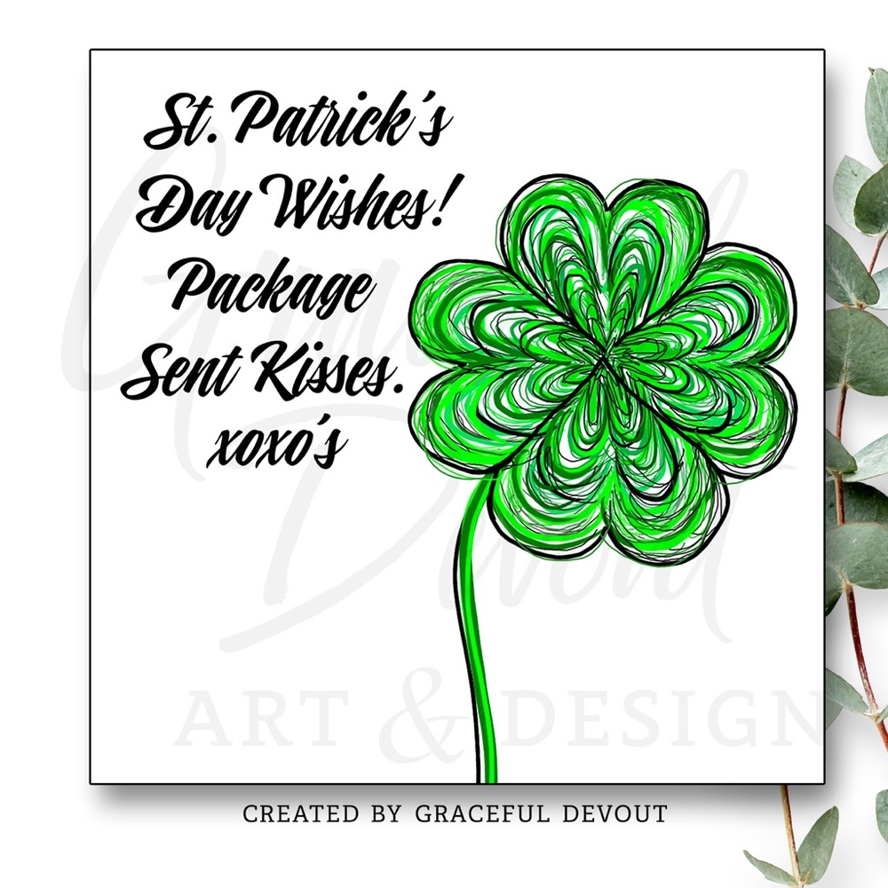 St. Patrick’s Day Wishes! Package Sent Kisses. - 2" (inches) (48ct.) Stickers